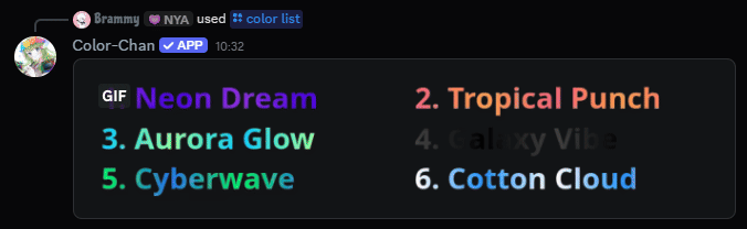 Gradient colors example