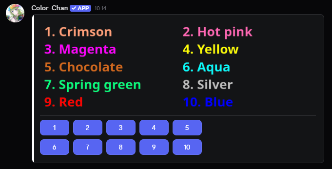 Reaction colors example